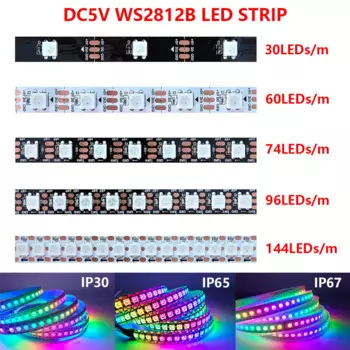 kerwollor RGB светодиодная лента WS2812 30/60/74/96/144 LED/м