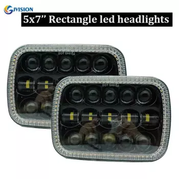 5X7 дюймов H4 светодиодные квадратные фары Halo Angel Eyes DRL для Toyota N-issan 240SX грузовики 7-дюймовый проектор прямоугольные светодиодные фары