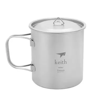 600 мл кружка Keith из титана Ультралегкая уличная посуда для напитков для кемпинга кружка для воды складная ручка кружка для путешествий с титановой крышкой Ti3207