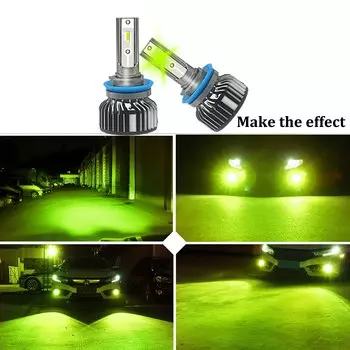 60 Вт Lemon Green H7 Светодиодный автомобильный фонарь Hb3 Hb4 светодиодный турбо противотуманный фонарь H8 H11 Лампы для фар 9005 9006 Автолампы Лаймовые фары Противотуманные фары