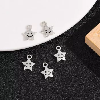 60pcs alloy charms smiley Star Pentagram Handmade pendant for Diy Jewelry Bracelet Necklace Accessories Making