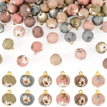 60Pcs Fabric Wrapped Balls Charms Pendants Round Ornaments Hanging Decoration for Valentine's Day Earrings Jewelry Making Decor