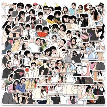 60PCS Lovers Diary Sweet Anime Cartoon Stickers Aesthetic Decals for Bike Bottle Suitcase Scrapbook Skateboard Gifts Sticker