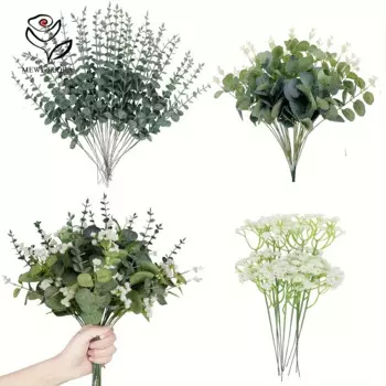 60pcs Mixed Artificial Flowers Set Faux realistic Eucalyptus Leaves Gypsophila For DIY Bouquets Floral Arrangements Home Decor