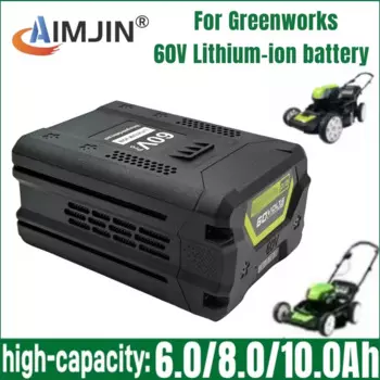 60V 6.0/8.0/10.0Ah Lithium-ion Battery For Greenworks Pro High Capacity Replacement Battery with BMS Compatible with LB60A01 LB6