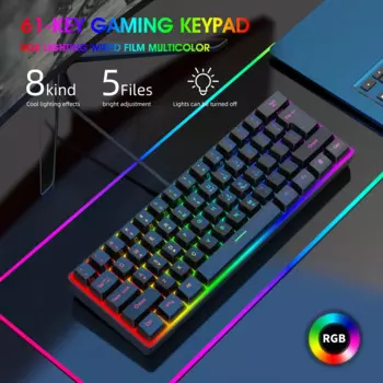 61-клавишная настольная Проводная игровая клавиатура с подсветкой RGB