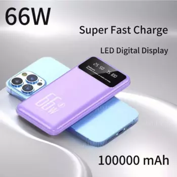 66 Вт, 100000 мАч, подходит для Huawei мобильный телефон, Сверхбыстрая зарядка, внешний мобильный источник питания большой емкости
