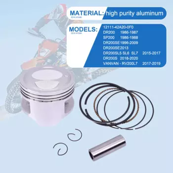 Комплект поршневых колец для мотоцикла Suzuki DR200 DR 66,25 66,5-66,75 12111-42A20-0F0 66 мм 100 мм 200 мм 1986 мм 67 мм STD ~ + 1987 200cc