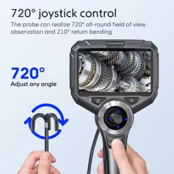 6.0mm Lens Four All Way 720° Articulating Endoscope with 5 inch HD Screen 1080P Steering Industrial Borescope for Car Inspection