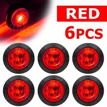 6/10X Водонепроницаемый круглый 3/4 "12 В 24 В Красный боковой габаритный фонарь Индикатор сигнала Светодиодная лампа Прицеп Грузовик Караван Ван Кемпер Лодка BUS RV