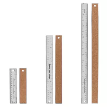 6/12/18-дюймовая дополнительная металлическая линейка из нержавеющей стали с пробковой подложкой, дюймы и сантиметры, нескользящие линейки, измерительные инструменты