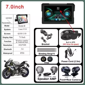 6,25/6,86/7 дюймов мотоциклетная навигация умный экран беспроводной Carplay портативный водонепроницаемый дисплей Android Auto GPS экран плеер