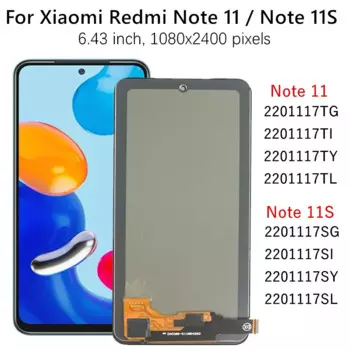 6,43-дюймовый TFT ЖК-дисплей для Xiaomi Redmi Note 11, ЖК-дисплей 2201117 Дигитайзер сенсорного экрана TG для Redmi Note 11S 4G 2201117 TG ЖК-дисплей