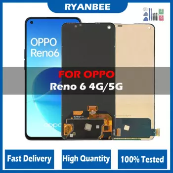 6,43 ''ЖК-дисплей для Oppo Reno6 4G CPH2235 Reno6 5G CPH2251 PEQM00 ЖК-дисплей кодирующий преобразователь сенсорного экрана в сборе без рамки