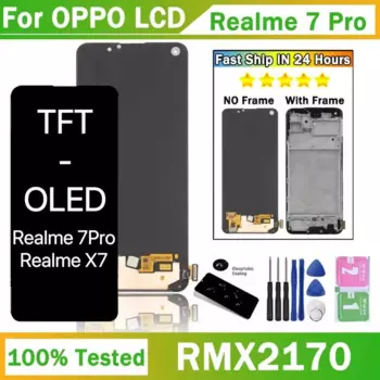 6,4 "новый TFT-OLED дисплей для Realme 7 Pro X7, ЖК-дисплей, сенсорный дигитайзер в сборе для Realme 7 Pro, сменный экран с рамкой