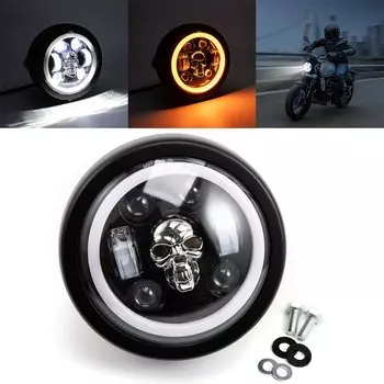 6,5-дюймовая светодиодная мотоциклетная фара в стиле ретро Halo DRL Moto для Honda cb 400 sf C70 Keeway Superlight 125 Kawasaki vn900