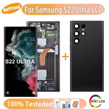 6,8 "AMOLED для Samsung Galaxy S22 Ultra ЖК-дисплей SM-S908B S908U ЖК-дисплей с цифровым преобразователем сенсорного экрана в сборе с заменой рамки