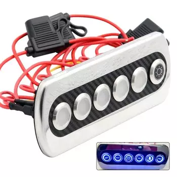 6-бандовая панель кнопочного переключателя зажигания, антиоксидант из углеродного волокна, IP66, водонепроницаемый, с предустановленной панелью предохранителей для автомобиля, лодки, грузовика