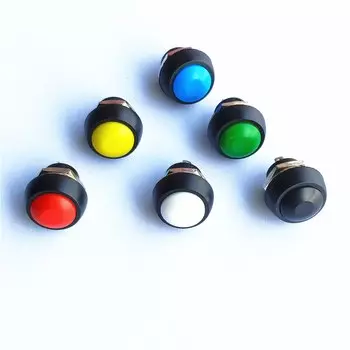 6 цветов телефон, 2 контакта, 12 мм, постоянный ток, переменный ток, 3 а/125 В, 1 А/250 В, пластиковый круглый самосброс, блокировка, кнопочный переключатель, термостабильность