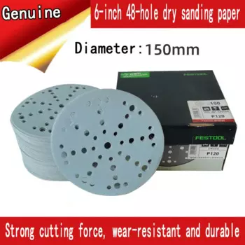 6-дюймовая 48 отверстий сухая шлифовальная бумага Fisto 150 мм круглая шлифовальная бумага Автоматическая Полировка Шлифовка самоклеящаяся шлифовальная бумага
