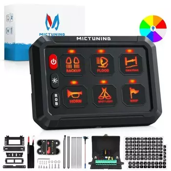 6-клавишная панель переключателей MICTUNING RGB, многофункциональный тумблер мгновенного действия, импульсный переключатель с подсветкой для грузовика RV Offroad