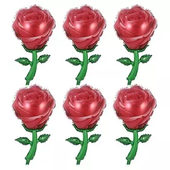 6 красных фольгированных шаров розы Partigos