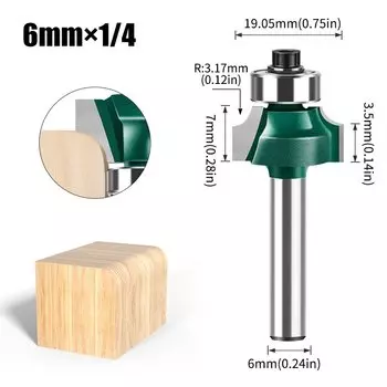 6 мм 1/4 "хостовик, круглая фреза, фреза из вольфрамовой стали, сплава дерева, фреза для обрезки фаски, долбежный станок, фреза