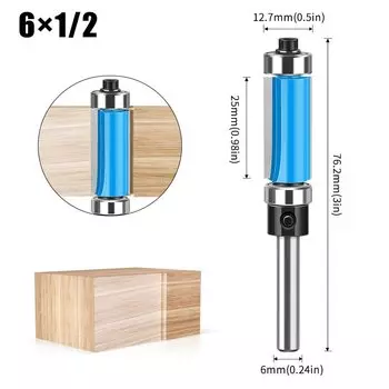 6 мм 1/4 "хвостовик с двойным валом, ремонтный кромкорез, деревообрабатывающий фрезерный станок, торцевая верхняя и нижняя часть подшипника, деревообрабатывающие инструменты