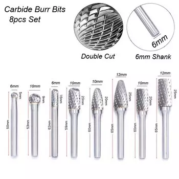 6 мм хвостовик 1/4 "фреза металл дерево алюминий шлифовальные сверла вольфрам карбид заусенцы ротационная резка Dremel заусенцы твердая сталь