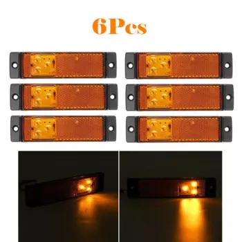 6 шт. 12 В 24 В 3 светодиодные боковые габаритные огни автомобиля, указатель поворота, отражатель, стоп-сигналы, грузовик, прицеп, караван, автофургон, грузовик, фургон