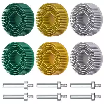 6 шт. 2-дюймовый абразивный диск с щетиной, различные зерна 50 80 120 с круглым хвостовиком 1/4 дюйма, резиновая абразивная щетка, диск для удаления покрытия