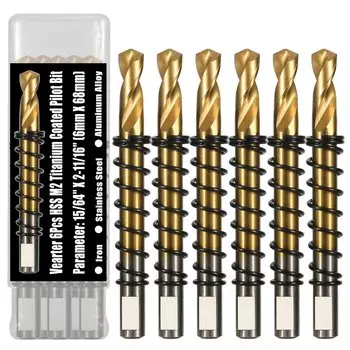 6 шт., 68 мм, титановое пильное сверло с покрытием, центральное сверло с пилотным штифтом, сверло для кольцевой пилы по металлу, нержавеющей стали, железу