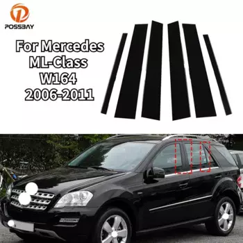6 шт. автомобильные стойки, накладки на дверное окно, наклейки, наклейка для Mercedes ML-Class W164 2006 2007 2008 2009 2010 2011 искус