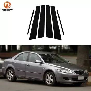 6 шт. автомобильные столбы для Mazda 6 Sedan Liftback 2003 2004 2005 2006 2007 глянцевые черные двери окна отделка крышки наклейки Стайлинг