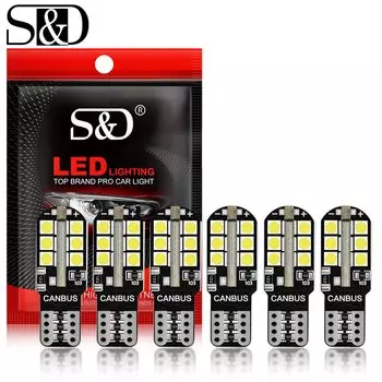 6 шт. белые светодиодные лампы Canbus T10 W5W WY5W 168 194 освещение салона автомобиля купольный номерной знак габаритная лампа 12 В