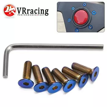 6 шт., болты на рулевое колесо, конус M5 , длина 15 мм, сгоревшая титановая отделка, плоская головка, автомобильные аксессуары