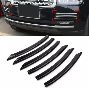 6 шт., декоративная накладка на передний бампер автомобиля Land Rover Range Rover L405 2013 2014 2015 2016 2017, черный/серебристый
