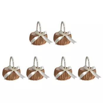 6 шт., детская корзина из ротанга с бантом