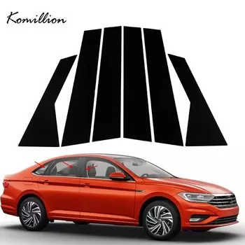 6 шт., глянцевые черные наклейки на крышки окон и дверей автомобиля, для Volkswagen Jetta 2019 2020 2021