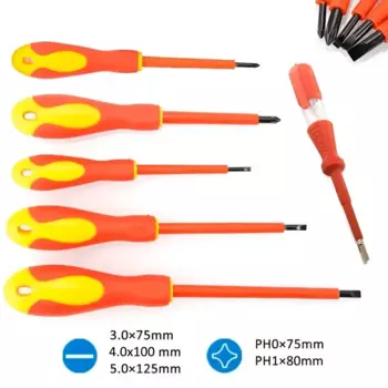 6 шт. изолированные отвертки Veconor, красный, желтый, черный, прорезь, крестообразный