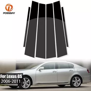 6 шт./компл. автомобильные оконные стойки, наклейка на дверь, глянцевые черные внешние аксессуары для Lexus GS 2006 2007 2008 2009 2010 2011