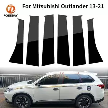 6 шт./компл. автомобильные стойки, накладка на дверное окно, наклейка для Mitsubishi Outlander 2013 2014 2015 2016 2017 2018 2019 2020 2021