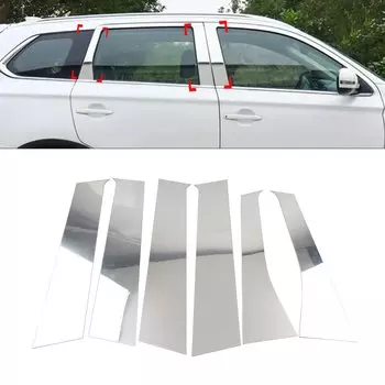 6 шт./компл. накладка на окно автомобиля на стойку двери, окна, комплект для Mitsubishi Outlander 2013 2014 2015 2016 2017 2018 2019 2020 2021