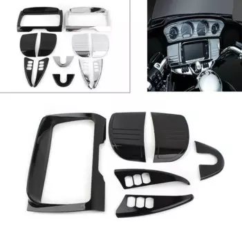 6 шт., комплект стерео акцентов для мотоцикла Tri Line Gauge для Harley Touring Electra Street Glide 2014-2022, АБС-пластик, хром/черный