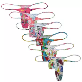 6 шт./партия, мужские трусы с принтом, с низкой посадкой