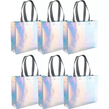 6 шт. серебристые картонные подарочные пакеты Joy-enlife