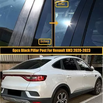 6 шт. столб для автомобиля для Renault Megane Conquest Arkana 2020 2021 2022 2023 глянцевая черная отделка дверей и окон Обложка наклейки Стайлинг