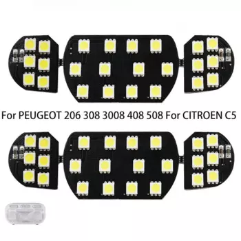 6 шт. светодиодная внутренняя лампа для чтения для PEUGEOT 206 308 3008 408 508 для CITROEN C5, светодиодная лампа на крыше, сменные аксессуары