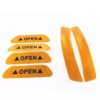 6 шт., светоотражающая наклейка на открытие двери автомобиля, аксессуары для предотвращения столкновений, желтое колесо, наклейка на крыло для бровей, предупреждение, размещенное