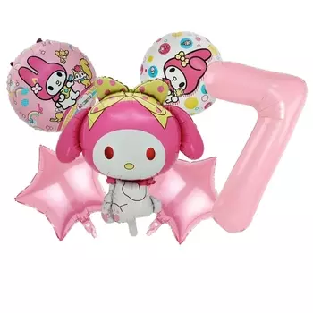 6 шт. воздушный шар 0-9age, милые воздушные шары Kuromi My Melody Cinnamoroll из алюминиевой пленки для фестивалей, вечерние декорации, подарки на день рождения для девочек